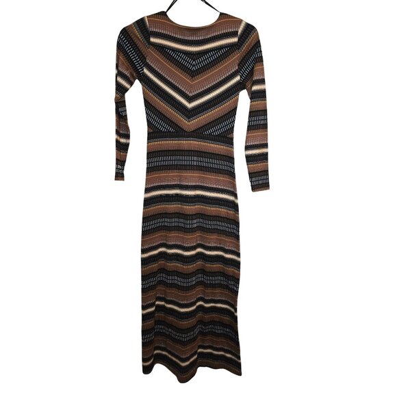 Maeve Anthropologie Striped Wrap Midi Dress Retro 70s Small - Picture 4 of 5